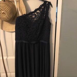 Short Navy Blue David’s Bridal dress